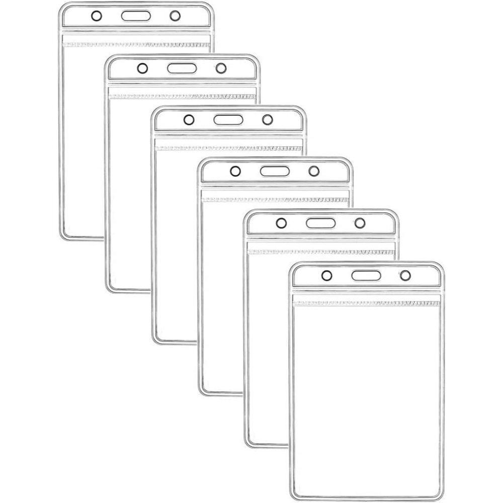👉 Vertical ID Badge Holders Sealable Waterproof Clear Plastic Holder,  (6Pcsl)
